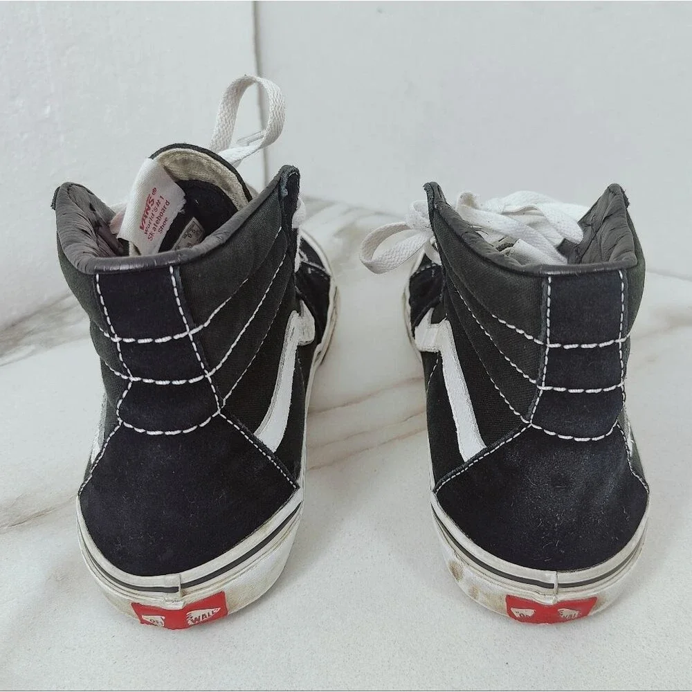 Vans Sk8-Hi Black White High Top Skate Shoes Sneakers, 8(M) 9.5(W)